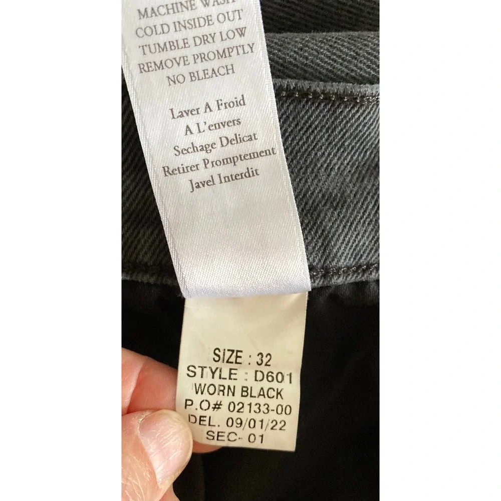 Frank & Eileen CORK Worn Black Raw Hem Straight Leg Jeans Size 32